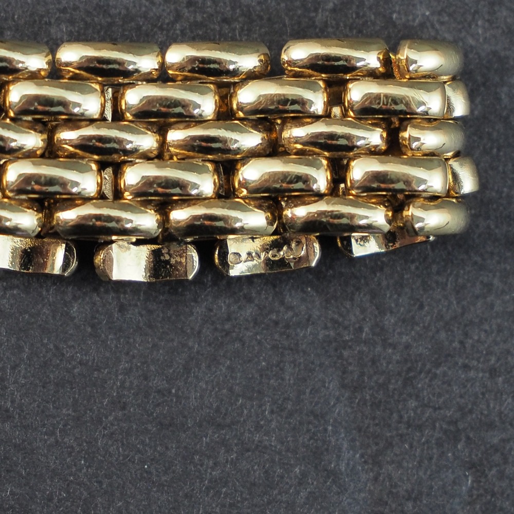 Avon Brick Chain Ring 8.25 Gold Tone Wide Band Panther Link Vintage 1996 Bold - Picture 2 of 5